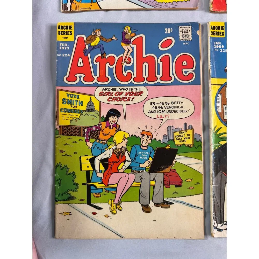 Vintage Archie Comic Book Lot of 5 1969-1973 Archie Pep Life Joke Reader Copies